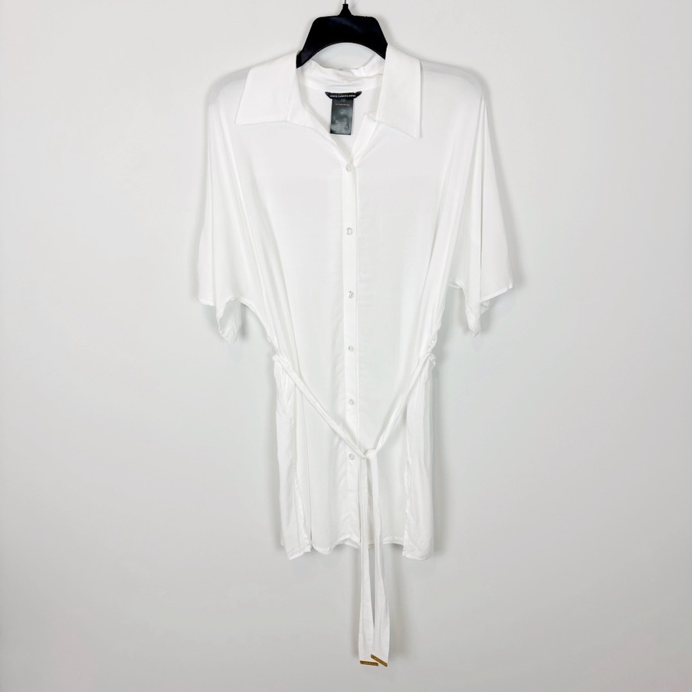 Vince Camuto Swim Button Down Belted Coverup in White Size M